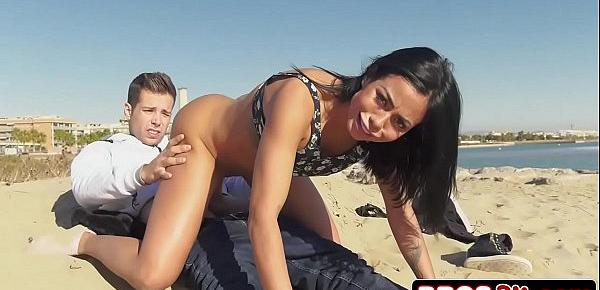  Latina Bombshell Ass-Fucked On Public Spanish Beach (Canela Skin)